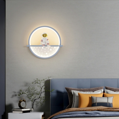 Astronaut Wall Sconce Lighting Metal with Acrylic Shade LED Wall Mount Light Fixture