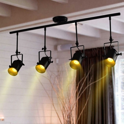Black Modern Semi-Flush Ceiling Light Vintage Semi Flush Chandelier for Living Room