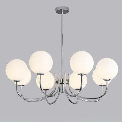 Global Chandelier Lamp Modern Style Glass 3-Lights Chandelier Light in Silver