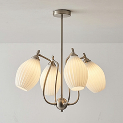 Metal Chandelier Lamp White Glass Chandelier Light for Living Room