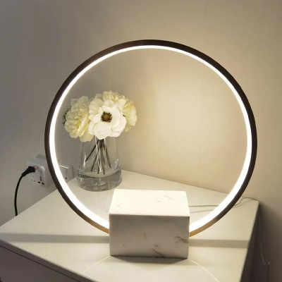 Modern Style Table Lamp 1 Light Metal Ring Table Lamp for Bedroom