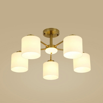 Sputnik Chandelier Lamp Cylinder White Glass Chandelier Light for Living Room