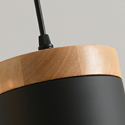 Wood & Metal Hanging Light Fixture Single Bulb Down Lighting Pendant