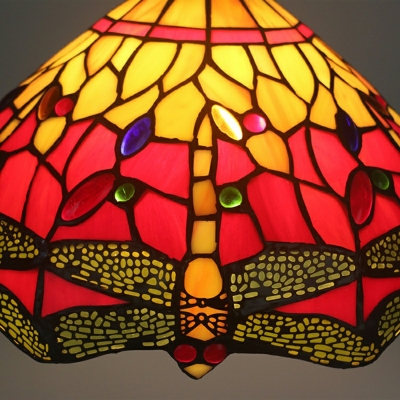 1-Light Hanging Lamp Kit Tiffany Style Dome Shape Metal Ceiling Pendant Light