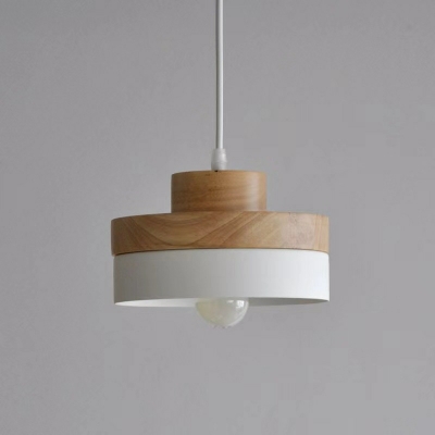1-Light Hanging Lights Minimalist Style Geometric Shape Wood Suspension Pendant