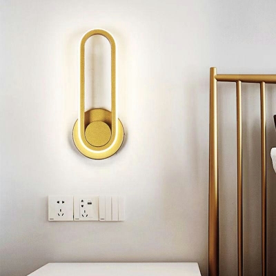 1 Light Oval Sconce Light Modern Style Metal Wall Mounted Lamps in Gold