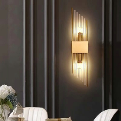 2 Lights Conel Wall Lighting Modern Style Crystal Wall Sconce Lighting in Black
