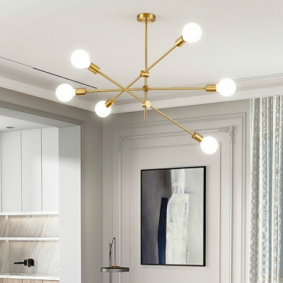4-Light Chandelier Light Fixture Industrial Style Exposed Bulbs Shape Metal Hanging Pendant Lights