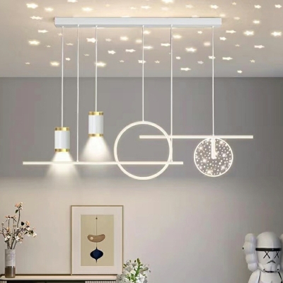 6-Light Island Lighting Contemporary Style Cylinder Shape Metal Ceiling Lights
