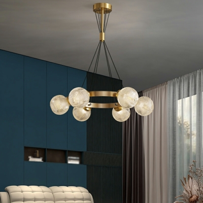 American Style Copper Chandelier Postmodern Glass Chandelier for Living Room