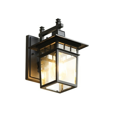 Black Geometric Wall Mount Lamp Industrial Style Glass 1 Light Wall Sconces