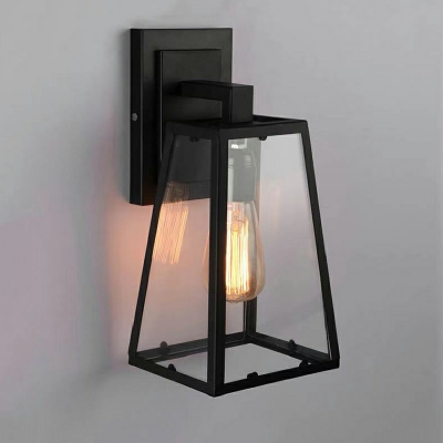 Black Metal Wall Sconce Lighting 1-Head with Clear Shade Wall Light