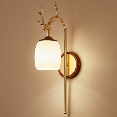 Contemporary Wall Lamp 1 Light White Glass Wall Light for Living Room