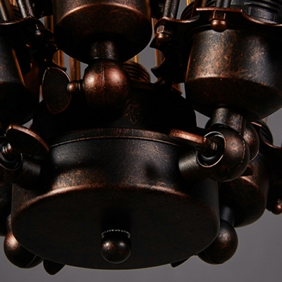 Rust Chandelier Lighting Fixtures 8-Light Industrial Pendant Lighting