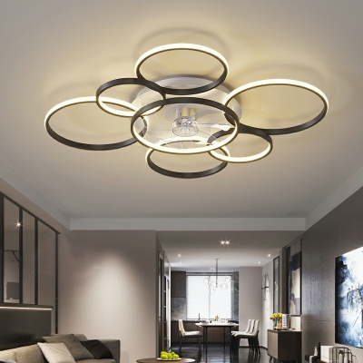 Simple Circular Flush Mount Ceiling Light Fixture Acrylic Flush Fan Light Fixtures