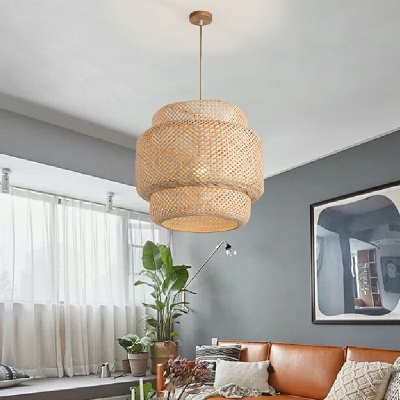 Southeast Asia Style Bamboo Pendant Light Braided Rattan Hanging Light for Dinning Room