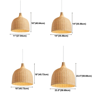 Southeast Asia Style Bamboo Pendant Light Braided Rattan Hanging Light for Restaurant