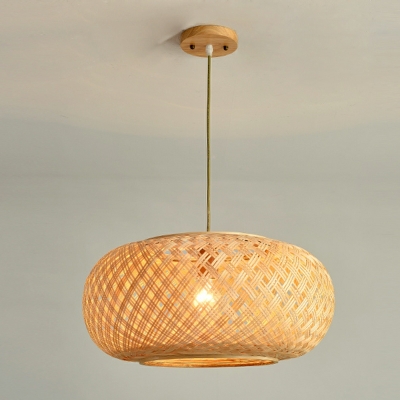 Weaving Pendant Lighting Bamboo 1 Light Hanging Lamp for Dining Room