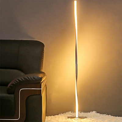 1 Light Column Led Lamp Modern Style Metal Night Table Lamps in Silver