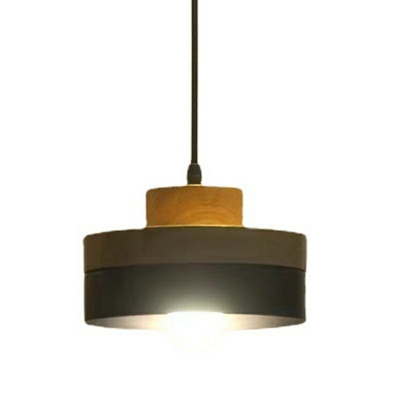 1-Light Hanging Lights Minimalist Style Geometric Shape Wood Suspension Pendant