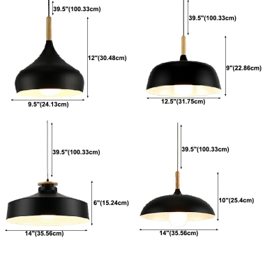 1 Light Swell Hanging Pendant Light Industrial Style Metal Pendant Lighting in Black