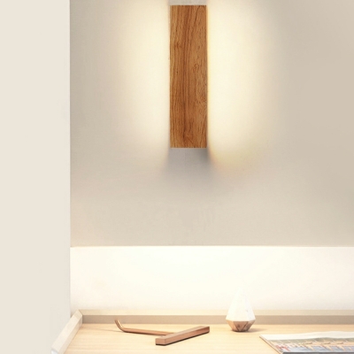 1-Light Wall Mounted Lamps Minimalism Style Rectangle Shape Wood Sconce Lights