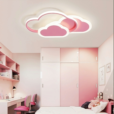 3-Light Ceiling Lamp Kids Style Cloud Shape Metal Flush-Mount Light Fixture