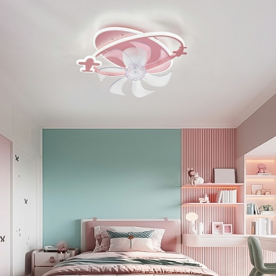 Airplane-Like Ceiling Fans Metal with Acrylic Shade LED Fan Lighting