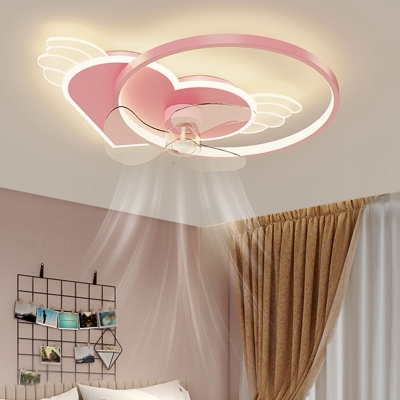 Children Bedroom Ceiling Fans Metal with Acrylic Shade LED Fan Lighting