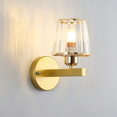 Crystal Armed Wall Mount Lighting Modern Style 1 Light Wall Sconce Lights in Gold