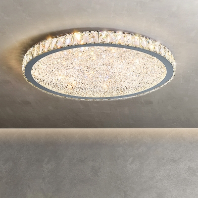Crystal Tiered Flush Ceiling Light Modern Style 2 Lights Flush Mount Lighting Fixtures in Silver