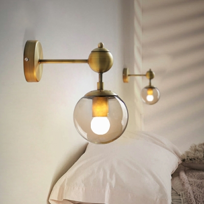 Industrial Style Simple Light Luxury Wall Lamp Creative Ball Glass Bedroom Wall Sconce