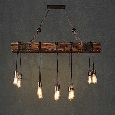 Island Lamps Industrial Style Wood Island Pendant Lights for Living Room