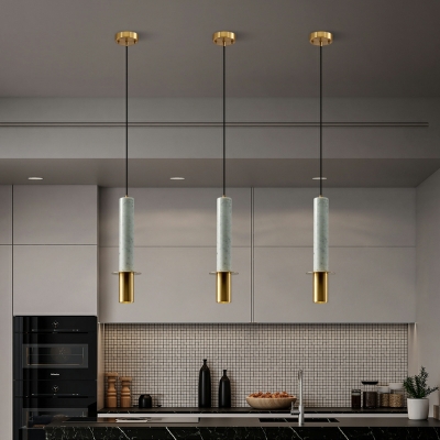 Nordic Simple Light Luxury Marble Pendant Light Modern Copper Hanging Lamp for Bedroom