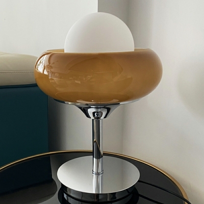 Single Bulb Table Tamp Metal with White Glass Shade Table Lighting