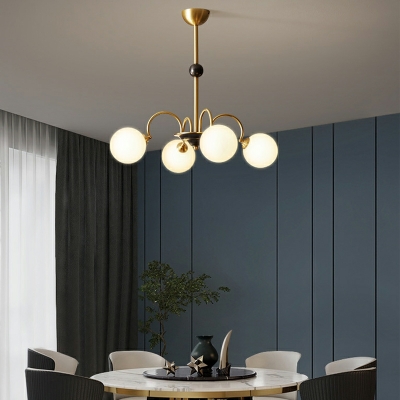 Vintage Copper Chandelier Lamp White Glass Chandelier Light for Living Room