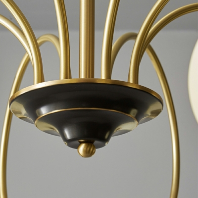 Vintage Copper Chandelier Lamp White Glass Chandelier Light for Living Room