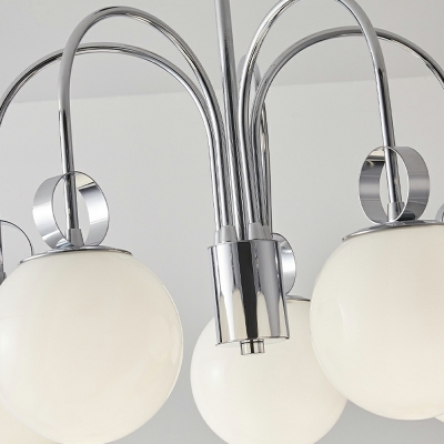 Vintage Silver Chandelier Lamp White Glass Chandelier Light for Living Room