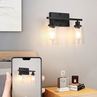 2-Light Sconce Light Fixtures Industrial Style Cylinder Shape Metal Wall Mounted Vanity Lights