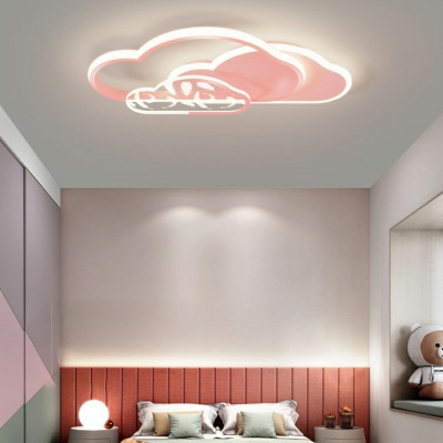 3-Light Flush Mount Light Kids Style Cloud Shape Metal Close To Ceiling Chandelier