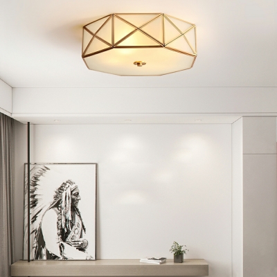 4-Light Flush Mount Light Fixture Traditional Style Geometric Shape Metal Ceiling Mounted Lights