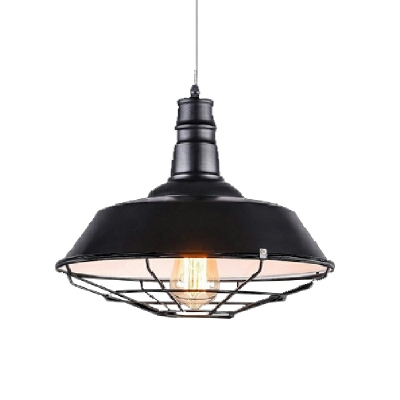 Black Dome Pendant Lamp Industrial Style Metal 1 Light Pendant Lighting Fixtures