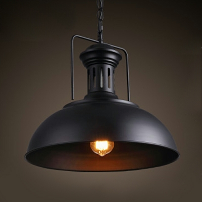 Black Rope Pendant Lighting Fixtures Industrial Style Metal 1 Light Ceiling Lamp