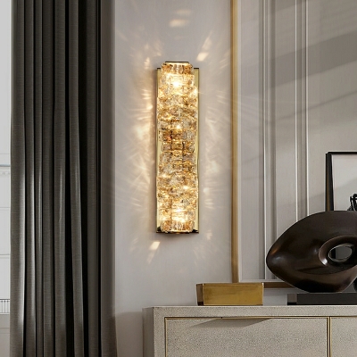 Contemporary Cylinder Wall Mounted Light Fixture Metallic and Crystal Wall Light Sconces
