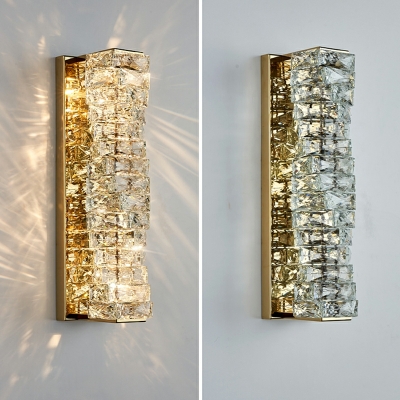 Contemporary Cylinder Wall Mounted Light Fixture Metallic and Crystal Wall Light Sconces