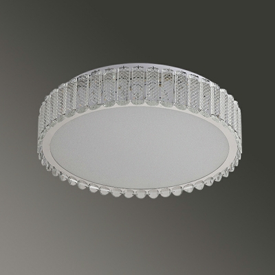 Contemporary Drum Flush Mount Fixture Light Crystal 1 Light in White Ceiling Light for Bedroom