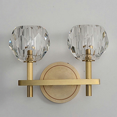 Crystal Shade Wall Light Fixture LED Brass Minimalistic Wall Mounted Lighting