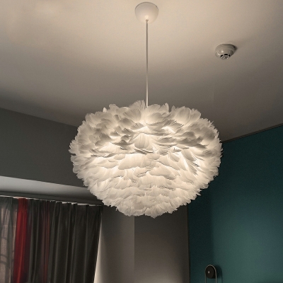Hanging Lighting Kit Modern Style Feather Pendant Chandelier for Living Room