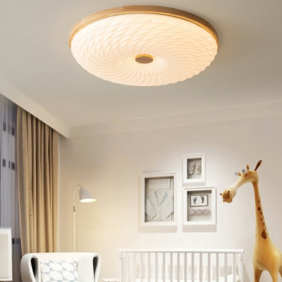 Minimalism LED Flush Mount Ceiling Light Fixture with Acrylic Shade Wood Flush Light Fixtures for Bedroom