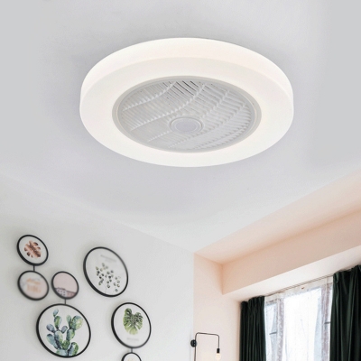 Modern Minimalist Flush Fan Light Fixtures LED Acrylic Fan Light for Living Room